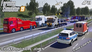 Cleaning BIG pileup accident on AUTOBAHN | Contractor Jobs | Farming Simulator 19 | Episode 11