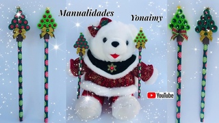🎄ARBOLITOS  DE NAVIDAD 🎄 CON ROLLITOS DE FOAMY PARA ADORNAR LAPICES O PLUMAS
