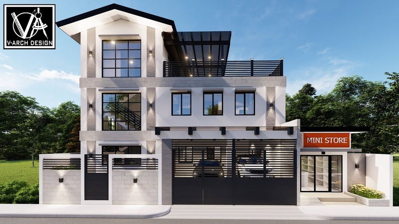 15 X13 THREE STOREY HOUSE DESIGN WITH MINI STORE (400