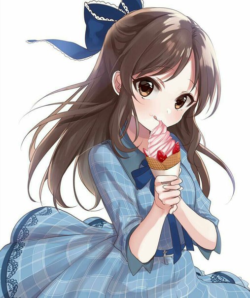 Young anime girl with brown hair