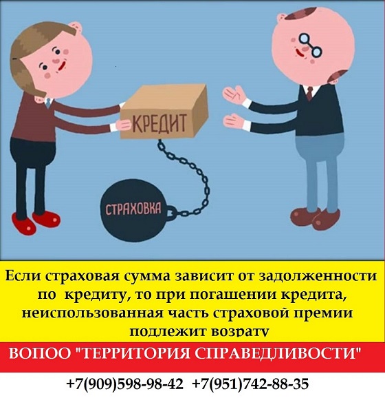 возврат страховки в случае досрочного погашения кредита