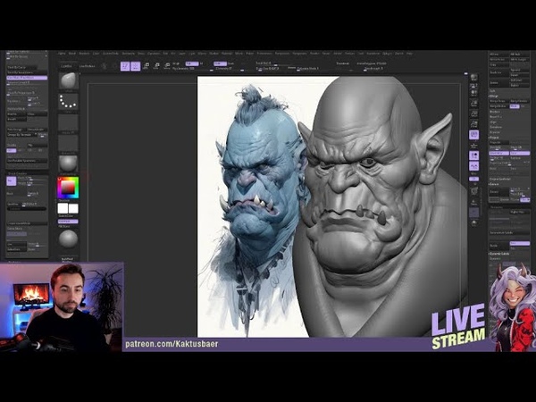Orc Bust Sculpting in ZBrush Live