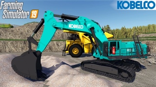 Farming Simulator 19 - KOBELCO SK850LC Excavator Loads A Giant Dump Truck